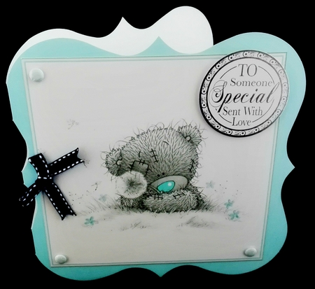 Tatty Teddy Dandelion 8x8 Quick Card by Diane  Hitchcox