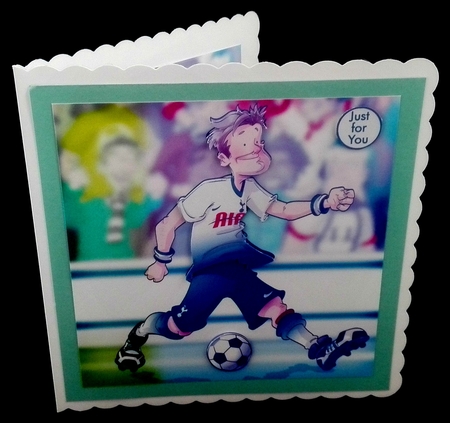 Football Dude White, Blue Fade 8x8 Quick Card by Diane  Hitchcox