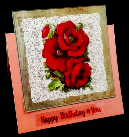 Lovely Vintage Poppies Topper (Tan background) by Diane  Hitchcox