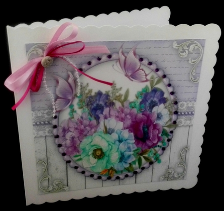 Lilac Anemones in a pearl Frame  by Diane  Hitchcox