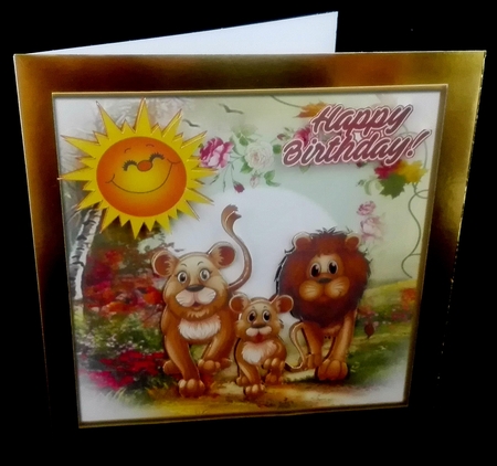 Pride of lions out for a stroll with baby 7x7 by Diane  Hitchcox