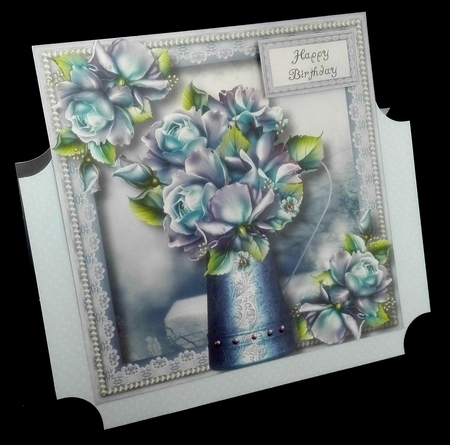 Blue Beautiful Roses Water Jug 8x8 by Diane  Hitchcox