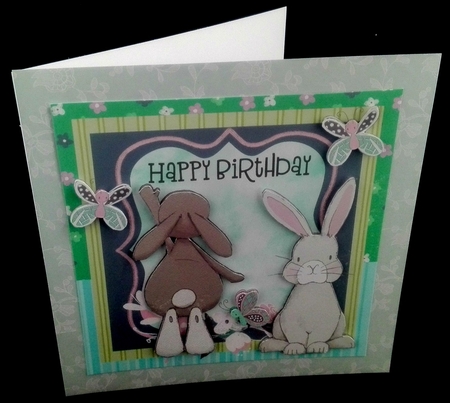 Bunny Birthday 7x7 Quick card by Diane  Hitchcox