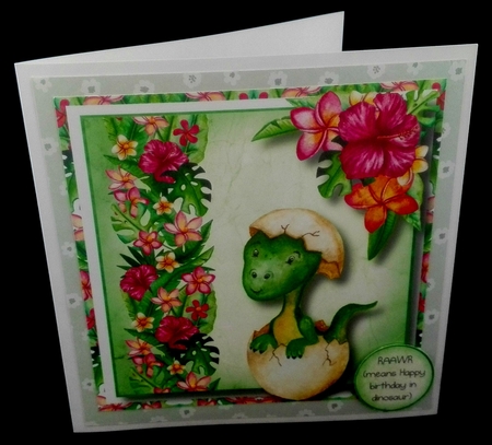 Dinosaur Tropical Birthday 1 8x8 by Diane  Hitchcox