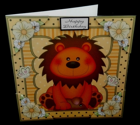 8 x 8  Cute Little Lion Scalloped Corner Topper   by Diane  Hitchcox