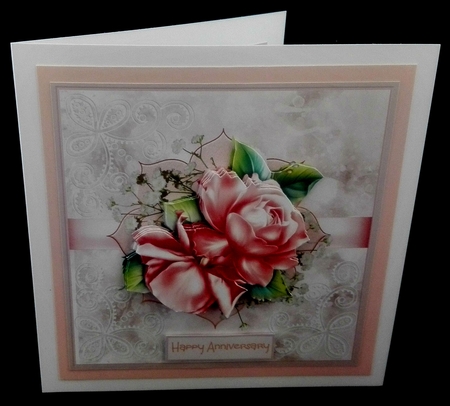 Pink rose and baby breath by Diane  Hitchcox