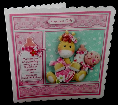 NEW BABY GIRL GIRAFFE 7.5 Decoupage & Insert Mini Kit by Diane  Hitchcox