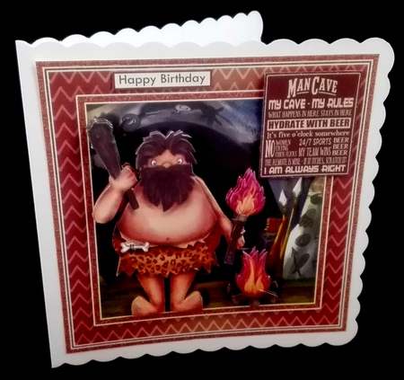 MAN CAVE RULES Humorous 7.5 Decoupage & Insert Mini Kit by Diane  Hitchcox