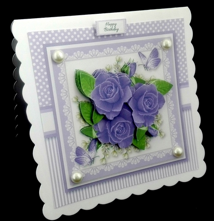 Butterflies and roses on lace (purple) by Diane  Hitchcox