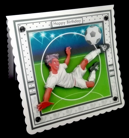 FOOTBALL STRIKER ETHNIC 7.5 WHITE KIT Soccer Decoupage Ages & Insert  by Diane  Hitchcox