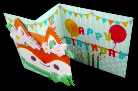 Fox Novelty Birthday Cake No Holes Foldback Card Kit with Decoupage by Diane  Hitchcox