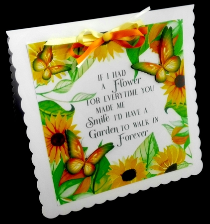 Sunflowers and butterflies card front 8x8 by Diane  Hitchcox