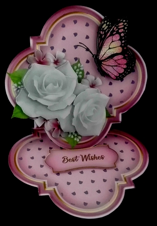 White roses easel card kit by Diane  Hitchcox