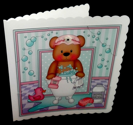 8 x 8 Scalloped Corner Topper - Bathtub Buddies Cute Little Teddy Bear by Diane  Hitchcox