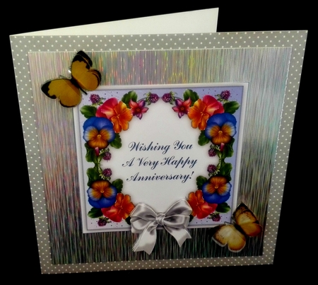 8 x 8 Blue Pansy & Lace Card Toppers by Diane  Hitchcox