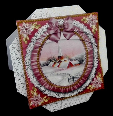 Village Church Pink Ruffle 5in Centre O Stacker by Diane  Hitchcox