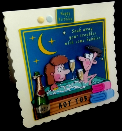 Champagne In The Hot Tub - Decoupage by Diane  Hitchcox