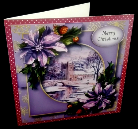 Scenic Christmas Present - Snowy Church 8x8 by Diane  Hitchcox