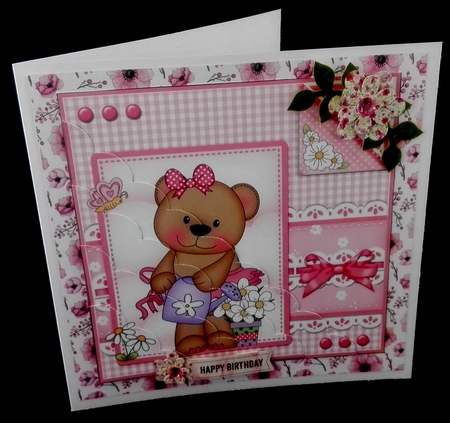 Cute Little Livvy Bear & Lace Scalloped Corner Stacker by Diane  Hitchcox