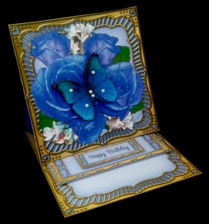 3D Easel Card Mini Kit - Butterfly & Flowers on Gold Frame by Diane  Hitchcox