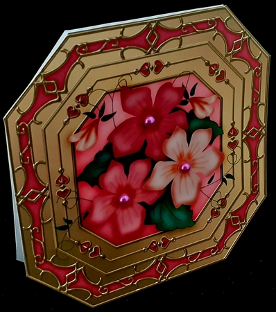 3D Shaped Octagonal Floral Card Kit - Pretty Rose  by Diane  Hitchcox