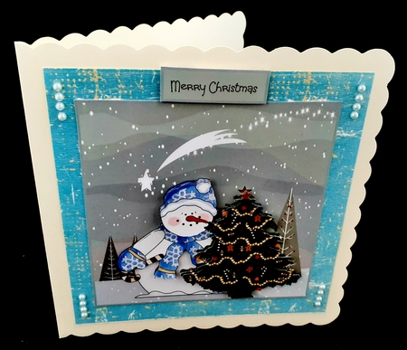 Snowman and Christmas tree by Diane  Hitchcox