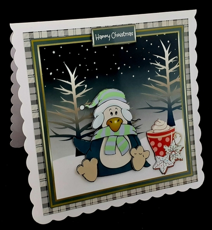 Penguin with his hot drink and cookies by Diane  Hitchcox