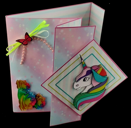 Double Front Z Fold Unicorn by Diane  Hitchcox