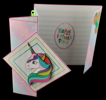 Double Front Z Fold Unicorn by Diane  Hitchcox