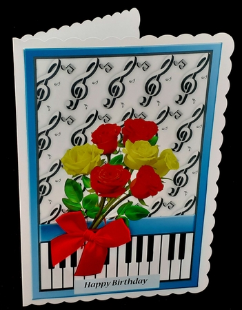 Piano and Pretty Roses 2 x A5 Quick Cards by Diane  Hitchcox