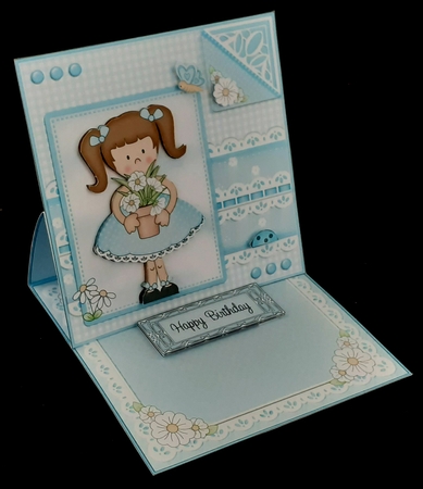 3D Easel Card Mini Kit - Pretty in Blue - Cute Girlz by Diane  Hitchcox