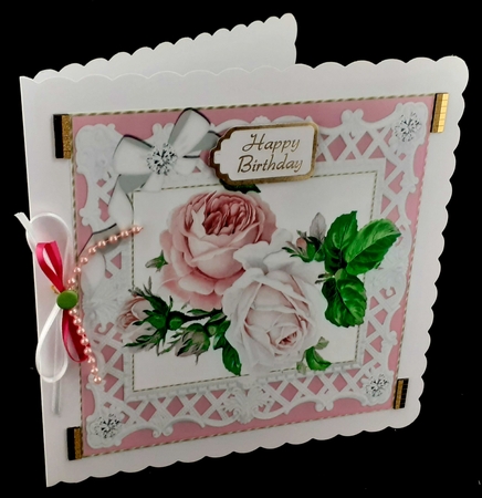 pretty shades of pink roses in filagree 8x8 frame by Diane  Hitchcox