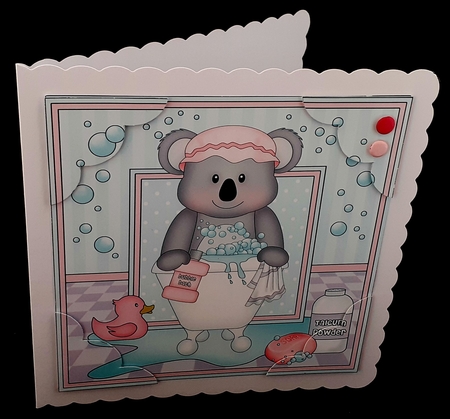 8 x 8 Scalloped Corner Topper - Bathtub Buddies Cute Little Koala Bear by Diane  Hitchcox
