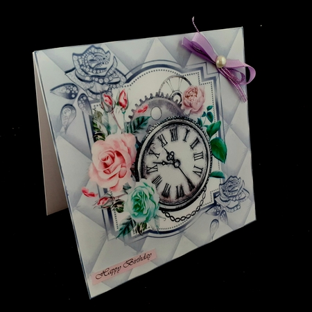 Pretty diamante rose corners with silver quilt  steampunk watch with roses by Diane  Hitchcox