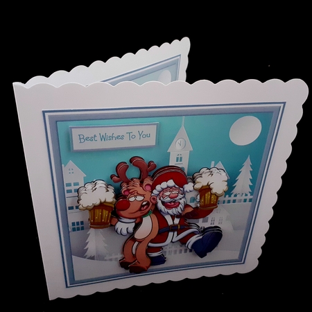 Santa and Rudolf Cheers by Diane  Hitchcox