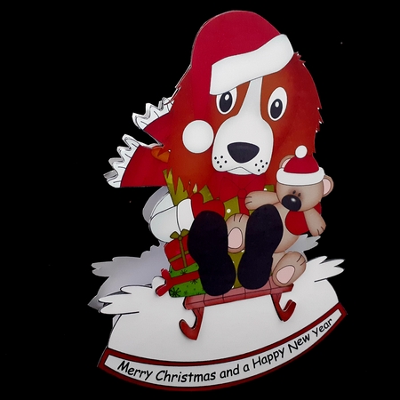 3D Shaped Rocking Christmas Card Mini Kit - Little Springer Spaniel Dog by Diane  Hitchcox