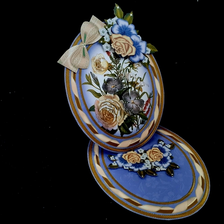 Blue Blossom Oval Easel Card Mini Kit by Diane  Hitchcox
