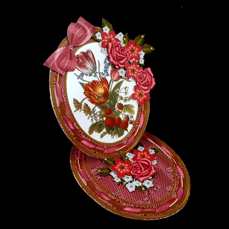 Red Tulips Oval Easel Card Mini Kit by Diane  Hitchcox