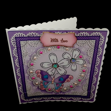 8 x 8 Fluttery Butterfly Scalloped Corner Topper by Diane  Hitchcox