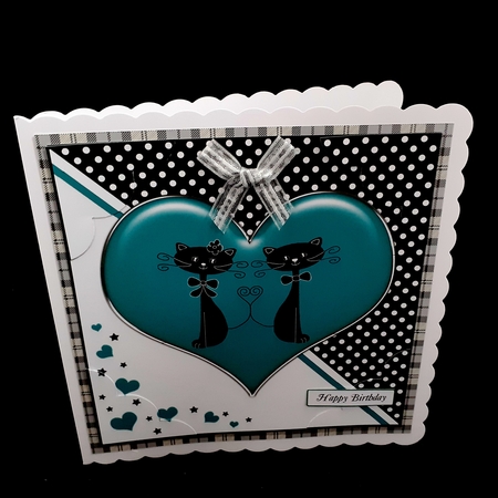 8 x 8 Kool Kats Purrfect Love Scalloped corner Topper by Diane  Hitchcox