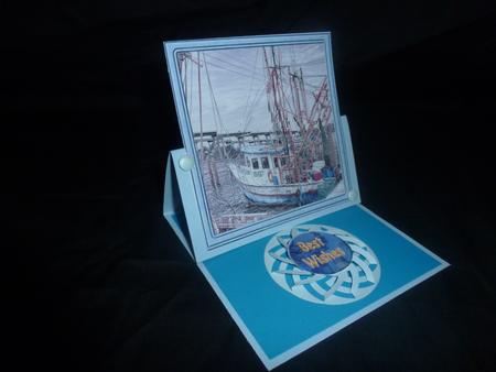 Fishing Boat Scene Card with Shaped Stackers by Diane  Hitchcox