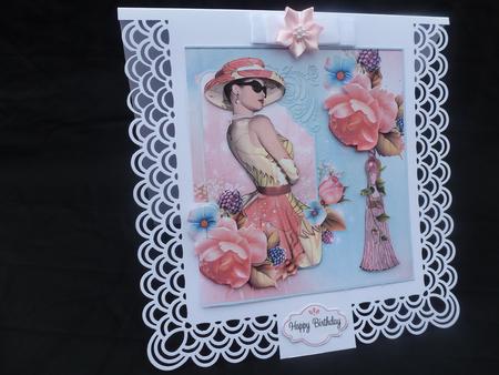 Elegant Lady with Roses and Tassel by Diane  Hitchcox