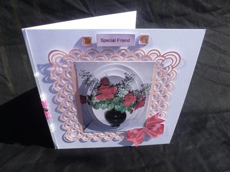 Silk Roses & Gypsophila in Vase Oval Pyramids by Diane  Hitchcox