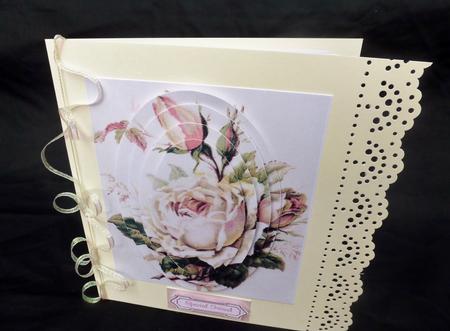 Pink Roses Oval Pyramids with Cream Bow by Diane  Hitchcox
