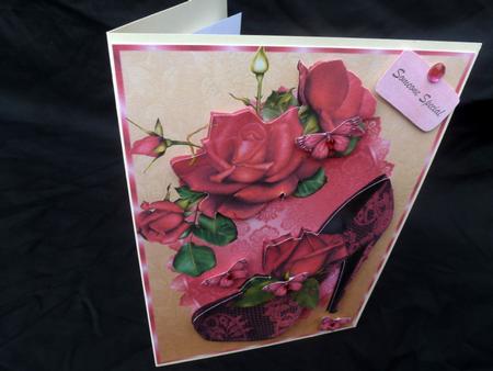 Beautiful Deep Pink Shoe & Roses by Diane  Hitchcox