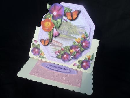 Lovely Octagonal Lake Scene with Morning Glory by Diane  Hitchcox