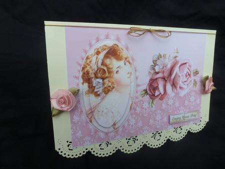 Pretty Vintage Lady in Oval Pyramids & Roses by Diane  Hitchcox