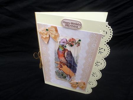 Vintage Bird on a Hand with Lace Pyramids by Diane  Hitchcox