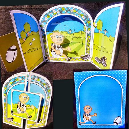 3D Old Man Bert Plays Rugby Pop Out Gatefold Card Kit by Diane  Hitchcox