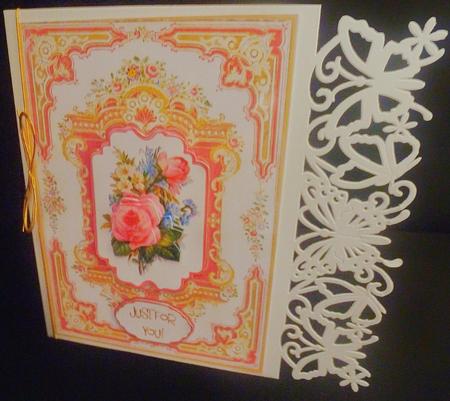 Ps009 Cabbage Roses Pink and Gold Frame Topper by Diane  Hitchcox